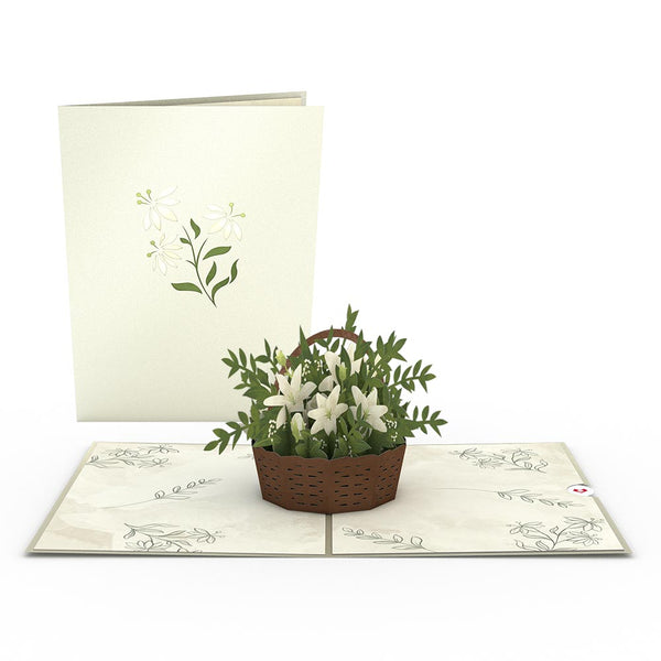 i love pop White Flower Basket Pop-Up Card