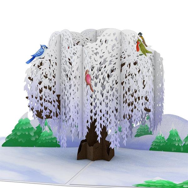 I Love Pop Winter Willow Tree Birds Pop-Up Card