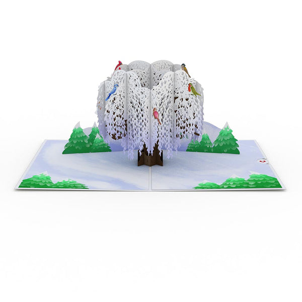 I Love Pop Winter Willow Tree Birds Pop-Up Card
