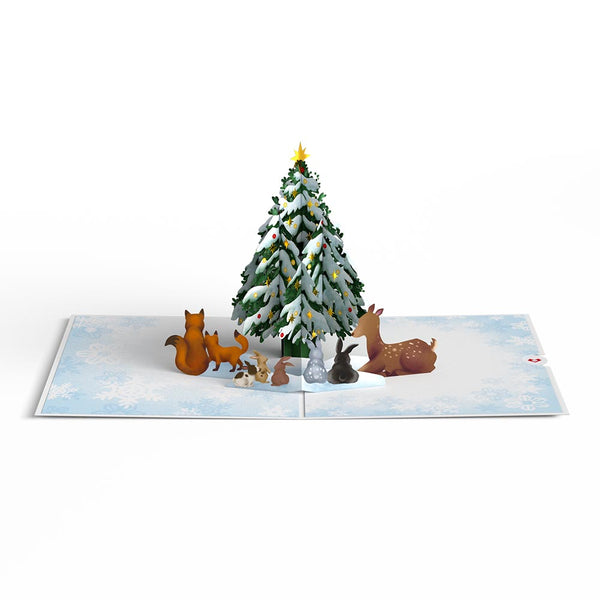 I Love Pop Woodland White Christmas Pop-Up Card