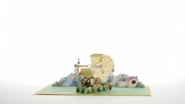 I Love Pop Yellow Baby Carriage Pop-Up Card