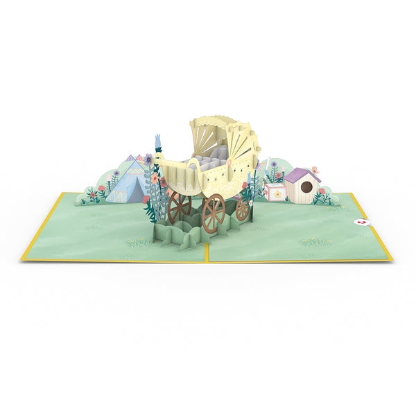 I Love Pop Yellow Baby Carriage Pop-Up Card