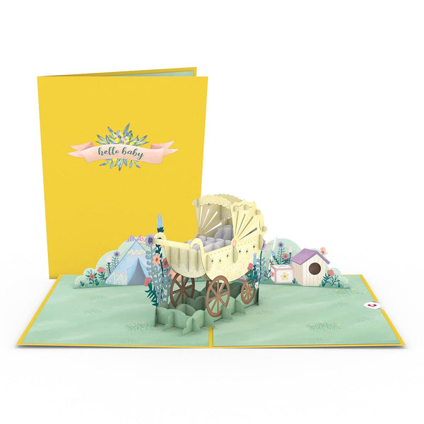 i love pop Yellow Baby Carriage Pop-Up Card