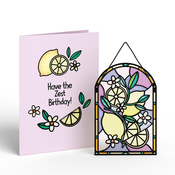 I Love Pop Zest Birthday Lemons Suncatcher Card