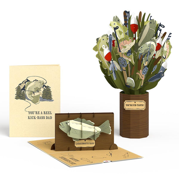 i love pop Kick-Bass Dad Father's Day Pop-Up Card & Bouquet Bundle