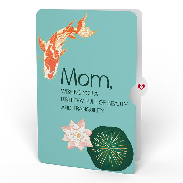 I Love Pop Koi Fish And Lotus Birthday Pop-Up Card And Sentiment Set For Mom