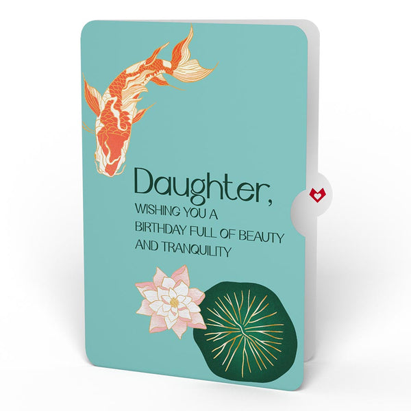 I Love Pop Koi Fish And Lotus Birthday Pop-Up Card And Sentiment Set For Daughter