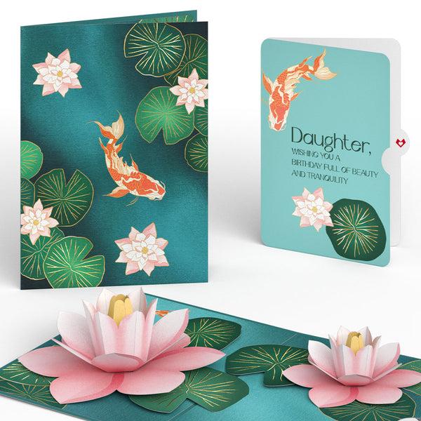i love pop Koi Fish and Lotus Birthday Pop-Up Card and Sentiment Set for Daughter