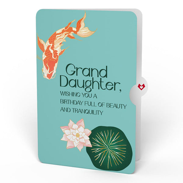 I Love Pop Koi Fish And Lotus Birthday Pop-Up Card And Sentiment Set For Granddaughter