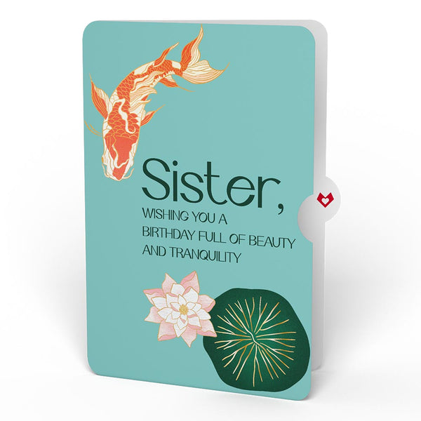 I Love Pop Koi Fish And Lotus Birthday Pop-Up Card And Sentiment Set For Sister