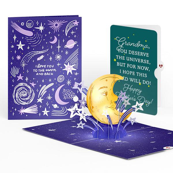 i love pop Love You to the Moon and Back Mother's Day Light-Up Pop-Up Card and Sentiment Set for Grandma