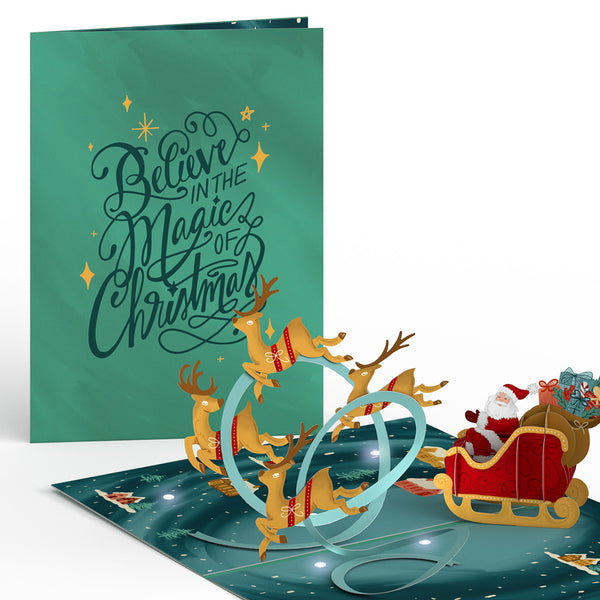 I Love Pop Magic Of Christmas Santa's Sleigh Light-Up Pop-Up Card