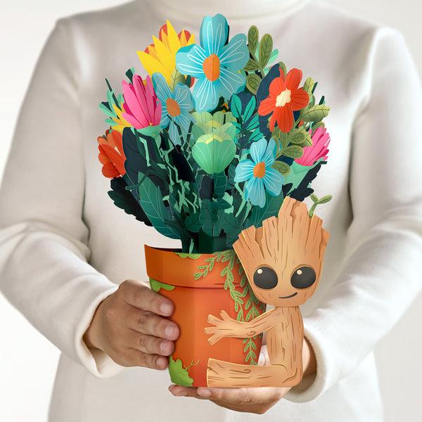 I Love Pop Marvel's Guardians Of The Galaxy Groot Birthday Pop-Up Card & Flower Buds Bouquet Bundle