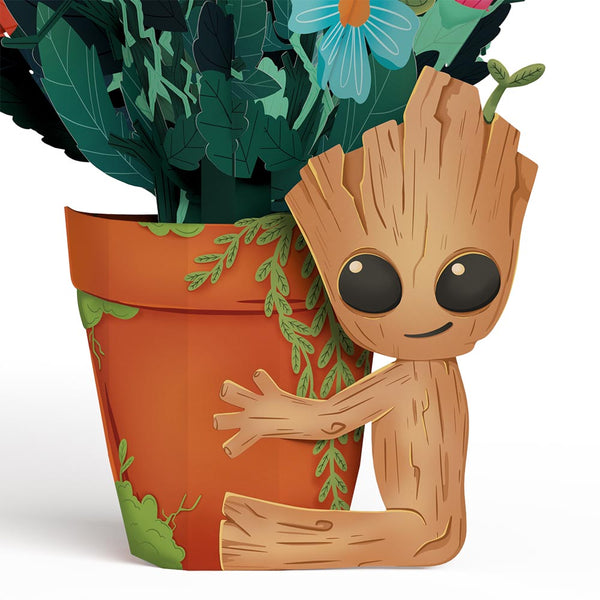 I Love Pop Marvel's Guardians Of The Galaxy Groot Birthday Pop-Up Card & Flower Buds Bouquet Bundle