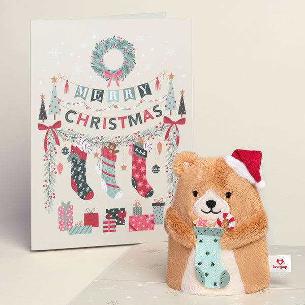 i love pop 'Merry Christmas' Holiday Bear Plushpop Card