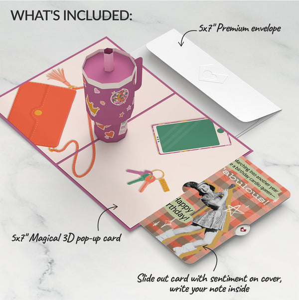 I Love Pop Mom Era Tumbler Birthday Pop-Up Card And Cardio Queen Sentiment Set