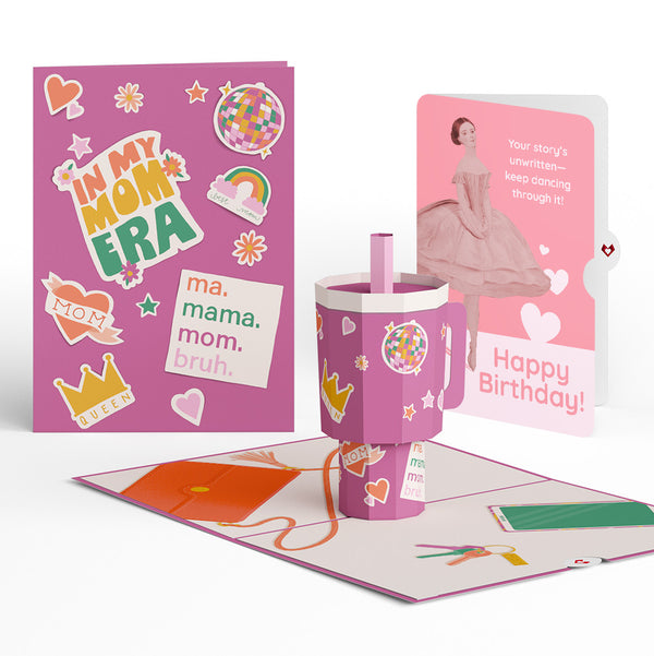 i love pop Mom Era Tumbler Birthday Pop-Up Card and Dancing Through Life Sentiment Set