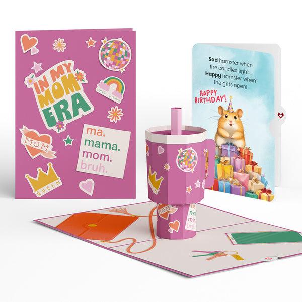 i love pop Mom Era Tumbler Birthday Pop-Up Card and Happy Hamster Sentiment Set