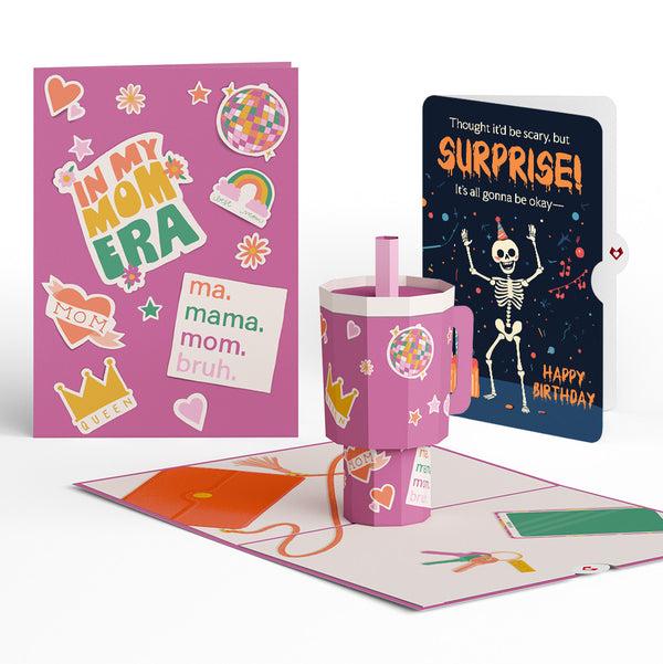 i love pop Mom Era Tumbler Birthday Pop-Up Card and Surprise Skeleton Sentiment Set