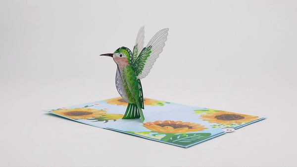 I Love Pop Mother's Day Sunflower Hummingbird Pop-Up Card