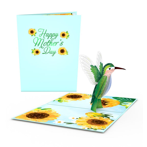 i love pop Mother's Day Sunflower Hummingbird Pop-Up Card