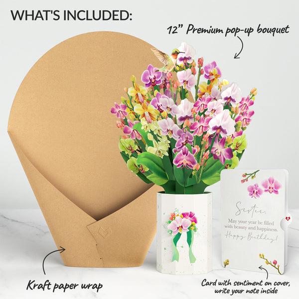 I Love Pop Orchid Birthday Bouquet And Sentiment Set For Sister