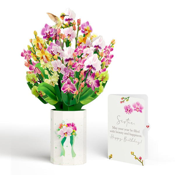 i love pop Orchid Birthday Bouquet and Sentiment Set for Sister