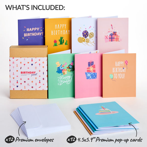 I Love Pop Paperpop Birthday Box Set (Assorted 12-Pack): Paperpop® Card