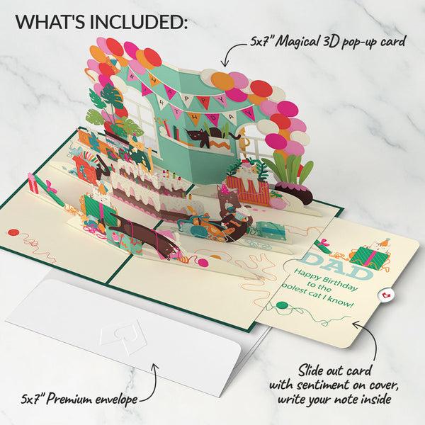 I Love Pop Party Cats Birthday Pop-Up Card And Sentiment Set For Dad