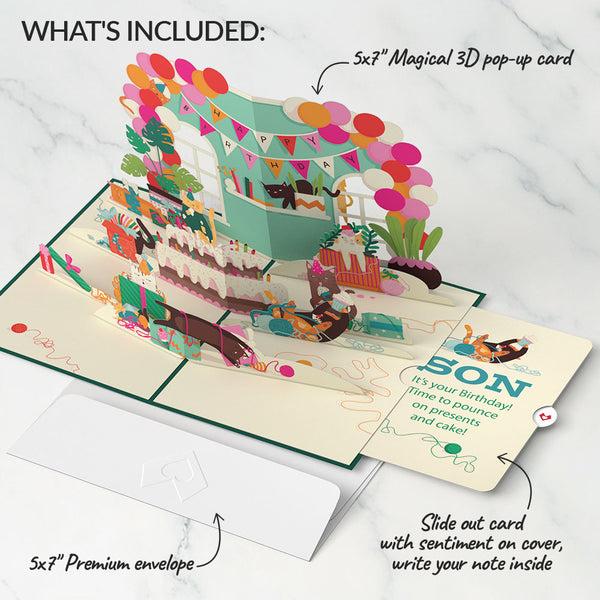 I Love Pop Party Cats Birthday Pop-Up Card And Sentiment Set For Son