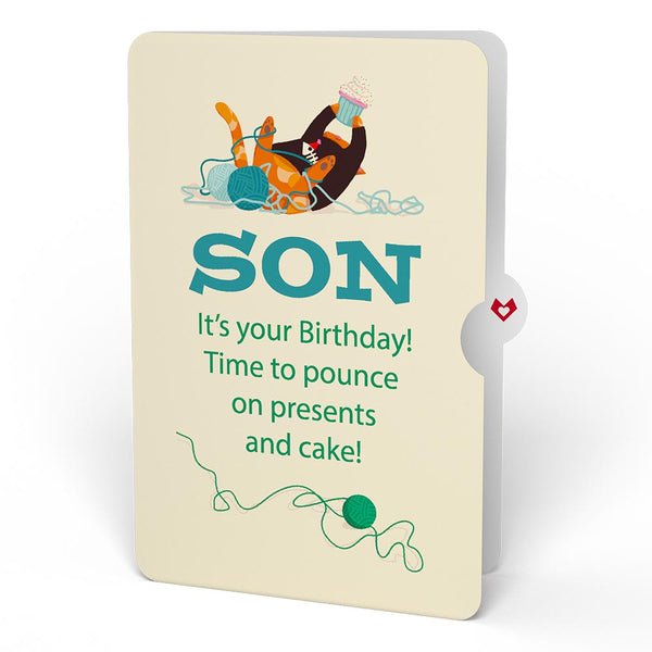 I Love Pop Party Cats Birthday Pop-Up Card And Sentiment Set For Son