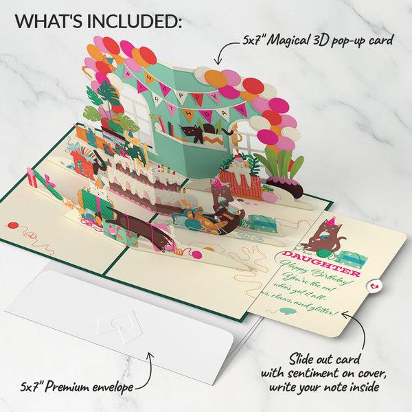 I Love Pop Party Cats Birthday Pop-Up Card And Sentiment Set For Daughter