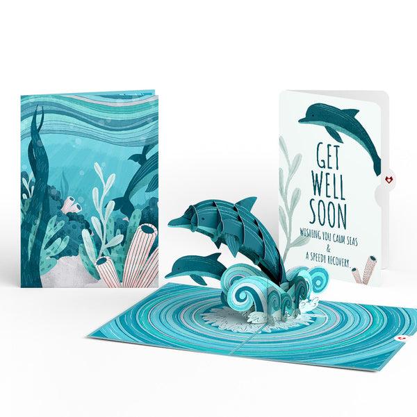 i love pop Playful Dolphins Get Well Soon Pop-Up Card and Sentiment Set