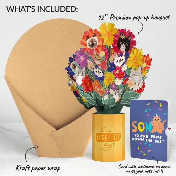 I Love Pop Purr-fect Cat Birthday Bouquet And Sentiment Set For Son