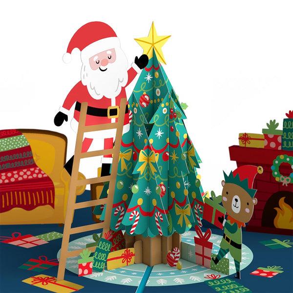 I Love Pop Santa Decorating A Christmas Tree Pop-Up Card
