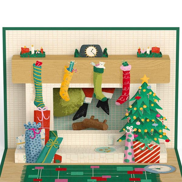 I Love Pop Santa Down The Chimney Christmas Pop-Up Card