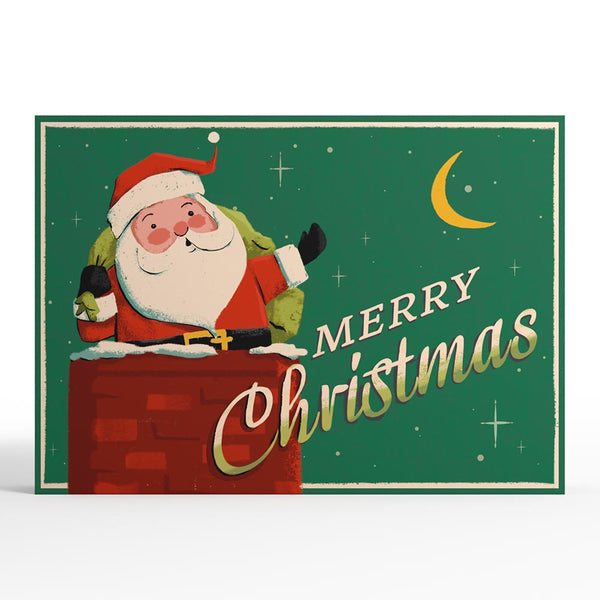 I Love Pop Santa Down The Chimney Christmas Pop-Up Card