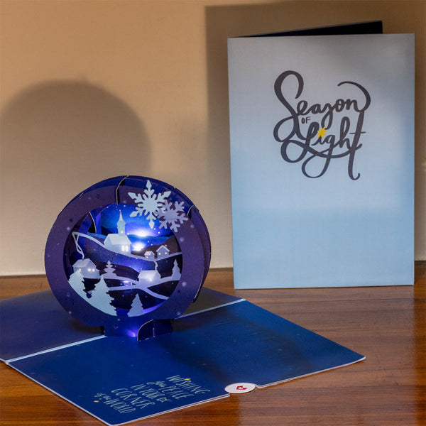 i love pop Season of Light Winter Village Light-Up Pop-Up Card