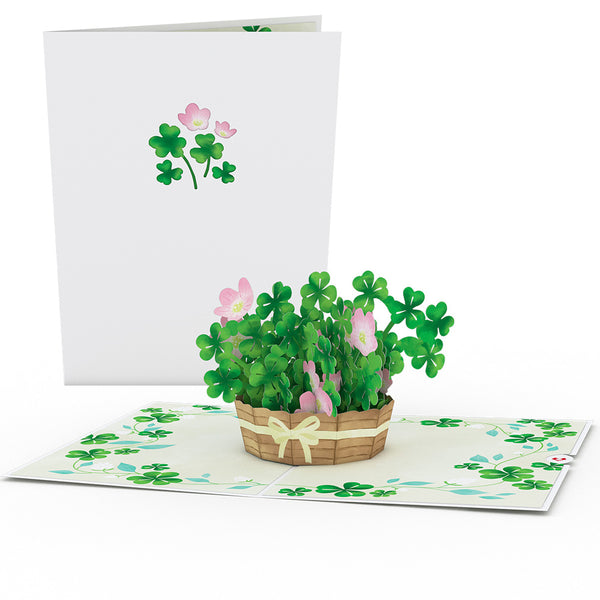 i love pop Shamrock Basket St. Patrick's Day Pop-Up Card