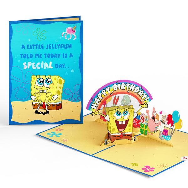 I Love Pop SpongeBob SquarePants Birthday Pop-Up Card & Flower Buds Bouquet Bundle