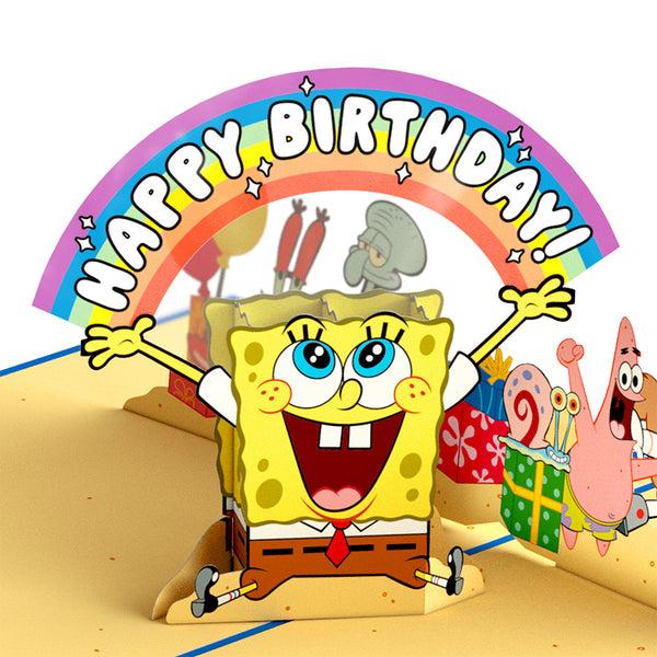 I Love Pop SpongeBob SquarePants Birthday Pop-Up Card & Flower Buds Bouquet Bundle