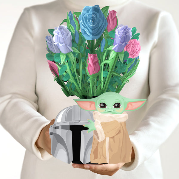 I Love Pop Star Wars™ The Mandalorian™ Grogu™ Birthday Pop-Up Card & Flower Buds Bouquet Bundle