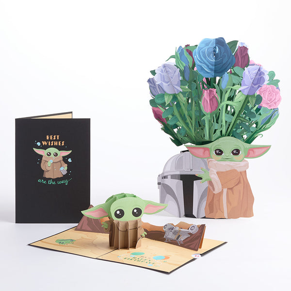 i love pop Star Wars™ The Mandalorian™ Grogu™ Birthday Pop-Up Card & Flower Buds Bouquet Bundle