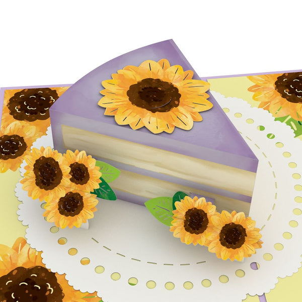I Love Pop Sunflower Birthday Cake Slice Pop-Up Card