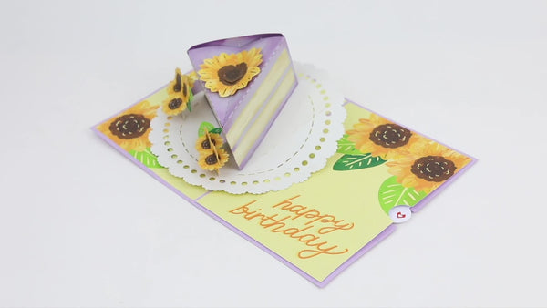 I Love Pop Sunflower Birthday Cake Slice Pop-Up Card