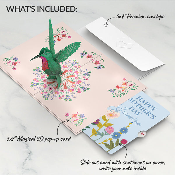 I Love Pop Sweetest Mom Hummingbird Mother's Day Pop-Up Card And Sentiment Set For Grandma