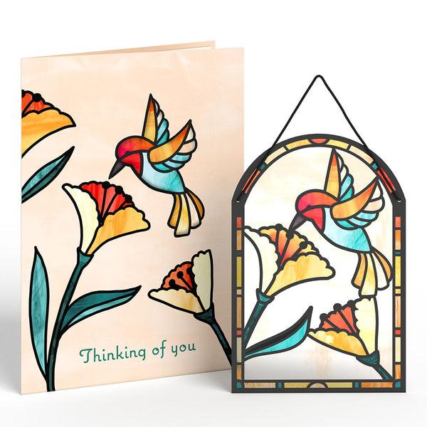 I Love Pop Thinking Of You Hummingbird Suncatcher Card