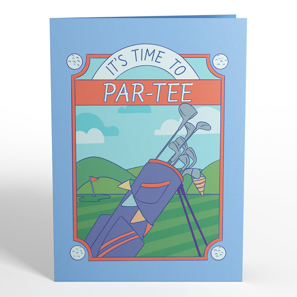 I Love Pop Time To Par-Tee Birthday Golf Pop-Up Card