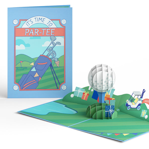 i love pop Time to Par-Tee Birthday Golf Pop-Up Card