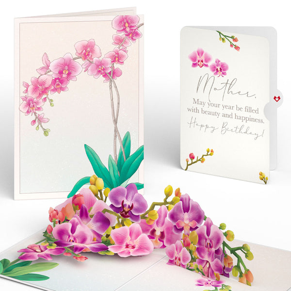 i love pop Watercolor Orchid Birthday Pop-Up Card and Sentiment Set for Mother